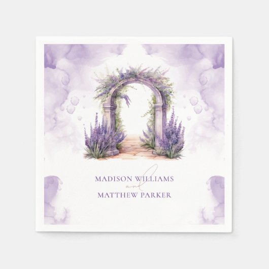 Personalisierte Lavendel Garden Wedding Serviette (Vorderseite)