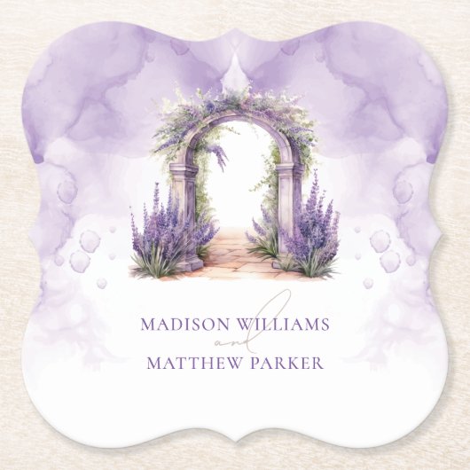 Personalisierte Lavendel Garden Wedding Untersetzer (Vorderseite)