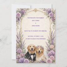 Personalisierte Lavendel-Golden-Retriever-Hochzeit