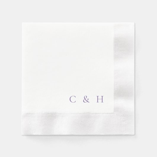 Personalisierte Lavendel-Hochzeitsanfangsbuchstabe Serviette (Vorderseite)