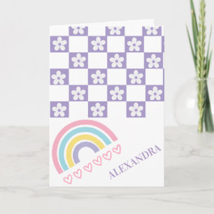 Personalisierte Lavendel-Pastell-Regenbogen-Grußka Karte