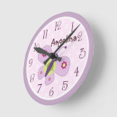 Personalisierte Lavendel-Schmetterlingsuhr Runde Wanduhr (Winkel)