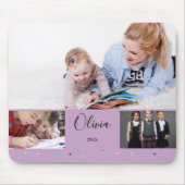 Personalisierte Lavendel-Schul-Fotocollage-Name Mousepad (Vorne)
