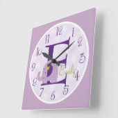 Personalisierte Lavendel-Uhr Quadratische Wanduhr (Winkel)