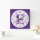 Personalisierte Lavendel-Uhr Quadratische Wanduhr (Zuhause)