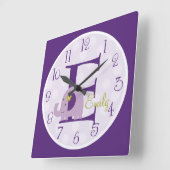 Personalisierte Lavendel-Uhr Quadratische Wanduhr (Winkel)
