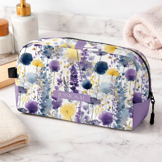 Personalisierte Lavendel-Wildblumen-Blumen Waschbeutel