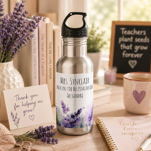 Personalisierte Lavendelblumen-Lehrerdankbarkeit Edelstahlflasche