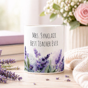 Personalisierte Lavendelblumen-Lehrerdankbarkeit Kaffeetasse