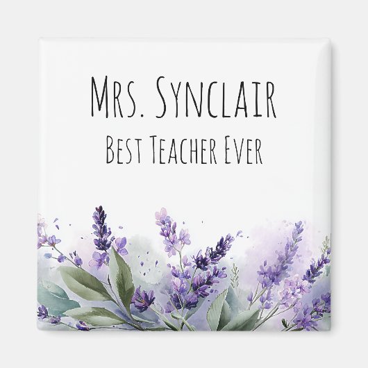 Personalisierte Lavendelblumen-Lehrerdankbarkeit Magnet (Vorne)