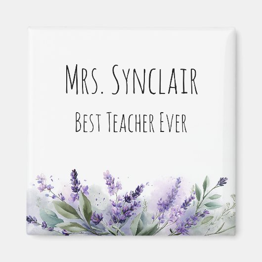 Personalisierte Lavendelblumen-Lehrerdankbarkeit Magnet (Vorne)