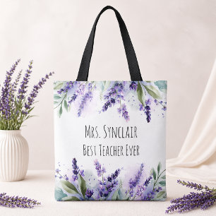 Personalisierte Lavendelblumen-Lehrerdankbarkeit Tasche