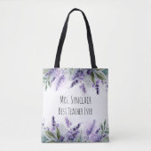 Personalisierte Lavendelblumen-Lehrerdankbarkeit Tasche (Vorderseite)