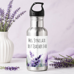Personalisierte Lavendelblüten Lehrerdankbarkeit Edelstahlflasche