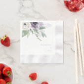 Personalisierte lavendelflorale Hochzeitsmünze Serviette (Beispiel)