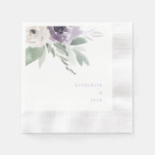 Personalisierte lavendelflorale Hochzeitsmünze Serviette (Vorderseite)
