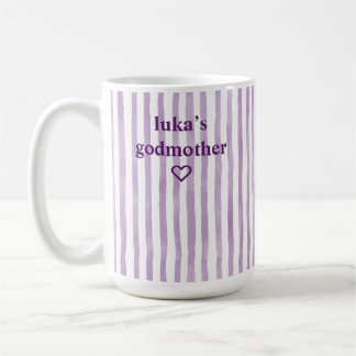 Personalisierte Lavendelgestreifte Taufpatin Kaffeetasse