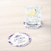 Personalisierte Lavender Watercolor Hochzeit Elega Runder Pappuntersetzer (Vor Ort)