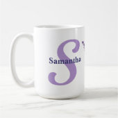 Personalisierte Lavendermonogramm-Tasse mit Foto Kaffeetasse (Links)