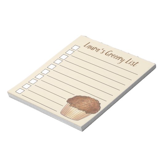 Personalisierte Lebensmittelliste Crumb Muffin Kon Notizblock (Rotiert)