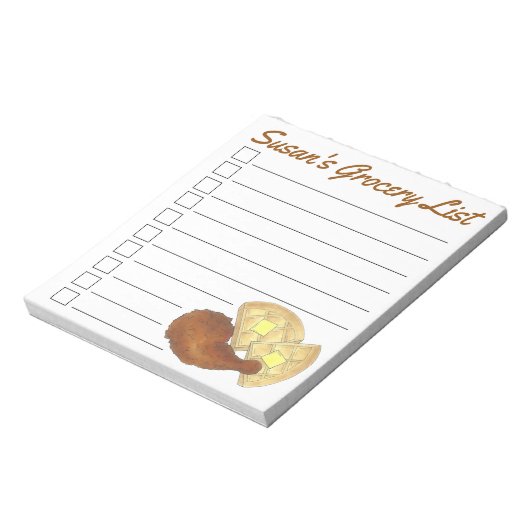 Personalisierte Lebensmittelliste Hühner und Waffe Notizblock (Rotiert)