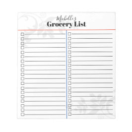 Personalisierte Lebensmittelliste Notizblock