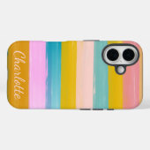 Personalisierte, lebhafte Pastell-Streifen Pinsels Case-Mate iPhone Hülle (Rückseite (Horizontal))