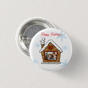 Personalisierte Lebkuchenhäuser-Schneeflocken Feie Button
