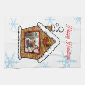 Personalisierte Lebkuchenhäuser-Schneeflocken Feie Geschirrtuch (Horizontal)