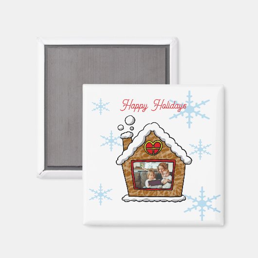 Personalisierte Lebkuchenhäuser-Schneeflocken Feie Magnet (Vorderseite/Rückseite)