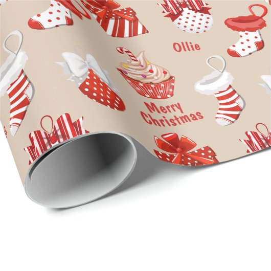 Personalisierte Leckereien zu Weihnachten Geschenkpapier (Rolleneckpunkt)
