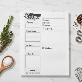 Personalisierte leere Rezeptseiten Notizblock