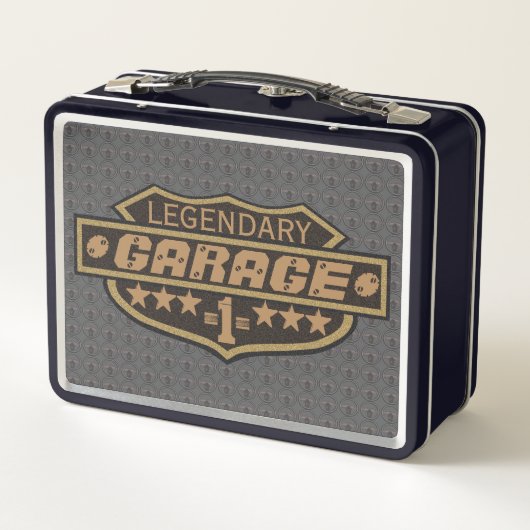 Personalisierte legendäre Garage Metall Brotdose (Rückseite)