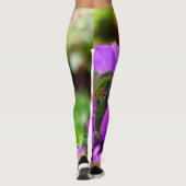 Personalisierte Leggings, violette Blumen Leggings (Rückseite)