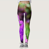 Personalisierte Leggings, violette Blumen Leggings (Vorderseite)