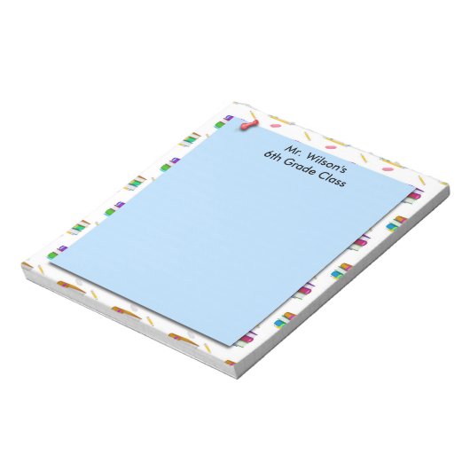 Personalisierte Lehrer bucht Blue Paper Notepad Notizblock (Rotiert)