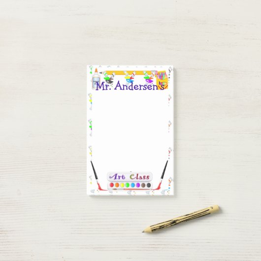 Personalisierte Lehrer-Kunst-Klasse Posten-it® Post-it Klebezettel (Auf Schreibtisch)