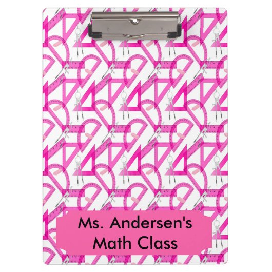 Personalisierte Lehrer-rosa Mathe bearbeitet Klemmbrett (Vorderseite)