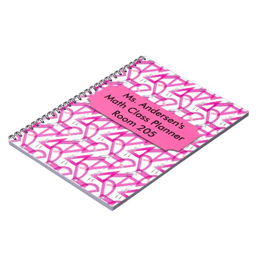 Personalisierte Lehrer-rosa Mathe bearbeitet Notizblock (Linke Seite)