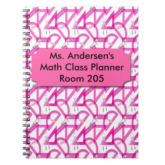 Personalisierte Lehrer-rosa Mathe bearbeitet Notizblock (Vorderseite)