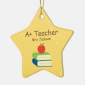 Personalisierte Lehrer-Schulbücher und -apple Keramikornament (Links)