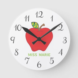 Personalisierte Lehrer-Uhr Apples | Runde Wanduhr