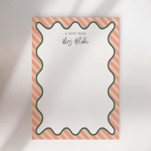 Personalisierte Lehrerbemerkung Whimsical Wavy N Notizblock