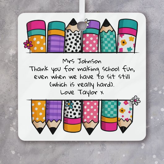 Personalisierte Lehrerbewertung Ornament Aus Metall