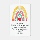 Personalisierte Lehrerbewertung Ornament Aus Metall (Vorderseite links)