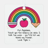 Personalisierte Lehrerbewertung Ornament Aus Metall (Rückseite)