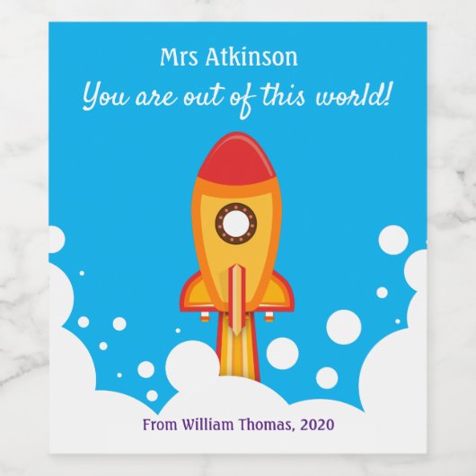 Personalisierte Lehrerbewertung Weinetikett (Einzelnes Label)