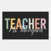 Personalisierte Lehrerbewertung zurück zur Schule Rechteckiger Aufkleber (Vorderseite)