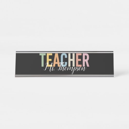 Personalisierte Lehrerbewertung zurück zur Schule Schreibtischnamensplakette (Vorderseite )