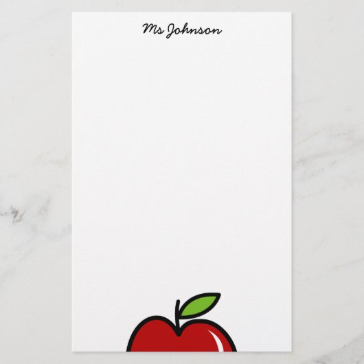 Personalisierte Lehrerbriefpapier | Rotapfel Briefpapier (Vorderseite)